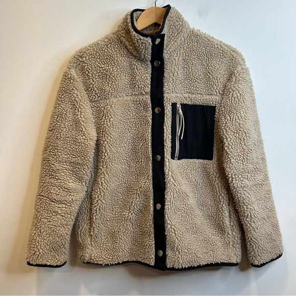 H&M THICK SHERPA FLEECE COAT WITH COLLAR Tan - Picture 4 of 8